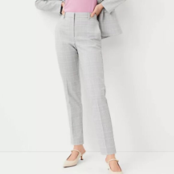 Ann Taylor Pants - Ann Taylor The High Rise Ankle Pant in Plaid - Grey/Pink